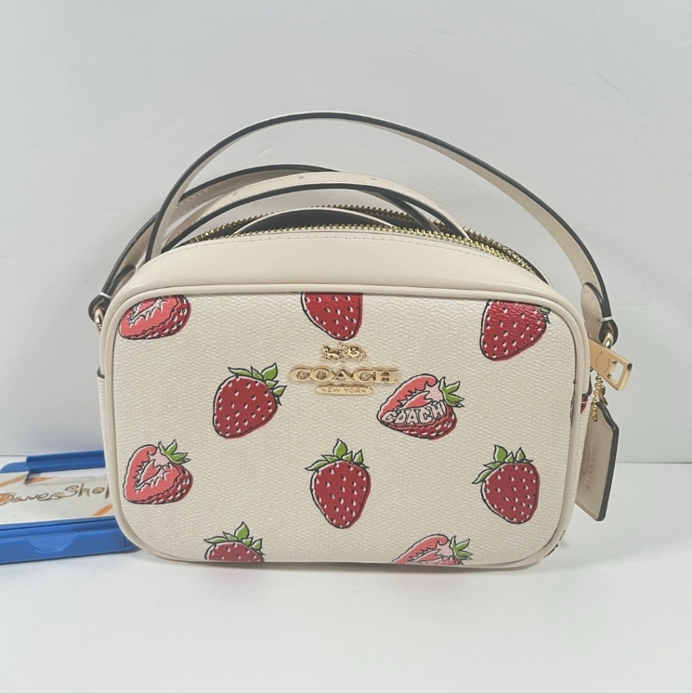NWT Coach Mini Jamie Camera Bag With Strawberry Print